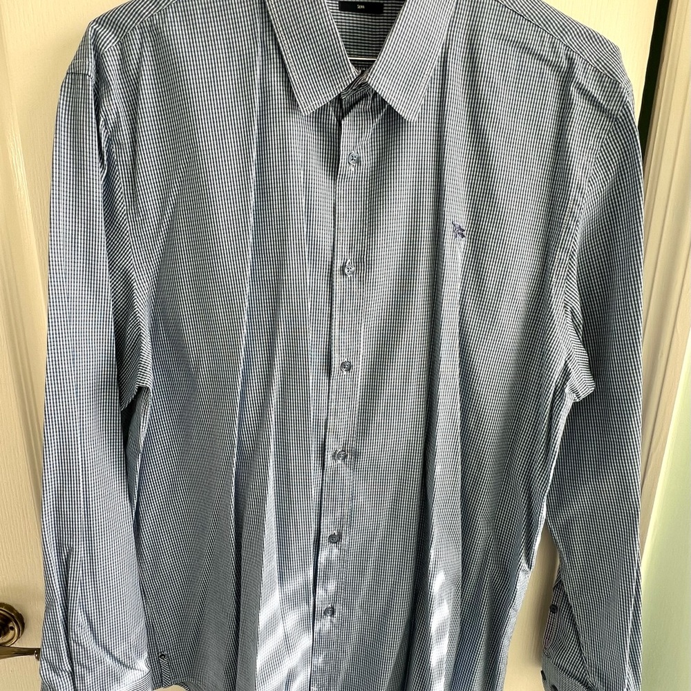 Crawford Men's long-sleeve dress Blue Shirt size L